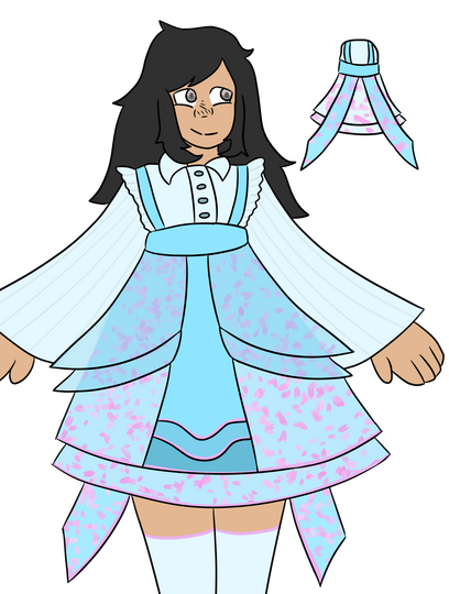 outfit design for a cherry blossom themed ball